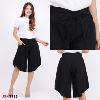 Celana Pendek 3/4 Kulot Pinggang Karet Jeans Wanita Denim Modis Trendy