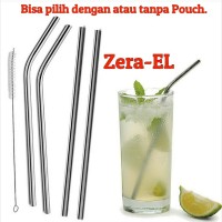 Sedotan Metal Stainless Steel 4pcs+sikat / Reusable Straw Eco Friendly