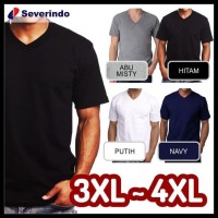 KOMPLIT Baju Kaos Polos V-Neck Kaos Oblong Distro Jumbo Big Size XXL