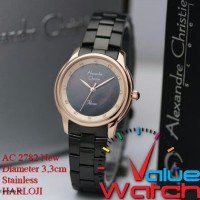 Jam Tangan Wanita Alexandre Christie AC 2782 Black Rosegold Original
