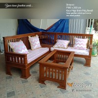 Kursi Tamu Minimalis Kayu Jati Model Sudut L, Sofa Kursi Tamu Jati