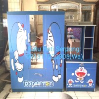 Lemari 3 Pintu Karakter Doraemon+Meja Rias Doraemon- 1 Set Promo Murah