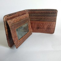 Dompet Kulit Ular Cobra Asli 100% Pria / Wanita Model Bifold Elegan