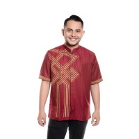 Jual Baju Lebaran Model Koko Bordir Premium Pendek Merah Stylish