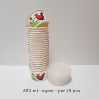 MANGKOK KERTAS GAMBAR AYAM JAMAN NOW PER PACK 25 PCS PAPER BOWL AYAM25