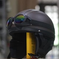 Helm Bogo - Helm Chip Kacamata Goggle Rainbow - Coklat