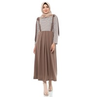 Mybamus Aloshia Stripy Overall Dress Mocca M14662 R88S1
