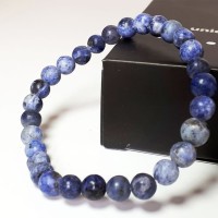 VeE Gelang Pria Wanita Batu Giok Biru Corak 6mm - Gelang Terapi