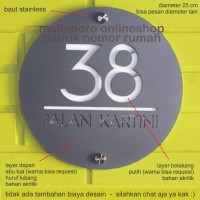 Nomor / Nomer Rumah Akrilik / Acrylic 2 Layer Lingkaran Diameter 25cm