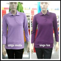 Kaos Merah Polos Polo Shirt Wanita Lengan Panjang
