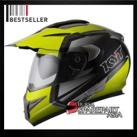 Helm KYT Enduro Supermoto Black Yellow Fluo Full Face Cross Motif #1