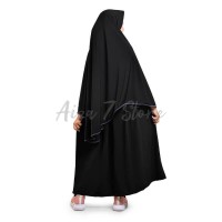 Baju Gamis Muslim Anak Perempuan Syar'i Jersey Polos Cantik - Hitam