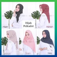 hijab muslim wanita scarft khimar kerudung bergo jilbab polka mocca