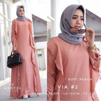 Baju Terusan Muslim Maxi Casual Wanita Cocok Untuk Arisan Pink