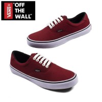 Vans Era sepatu authentic sneaker pria wanita warna maroon / merah