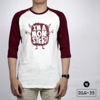 Kaos Murah Distro Pria Lengan Raglan 3/4 Motif I'm A Monster