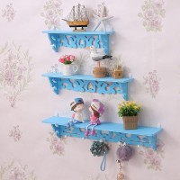 DAC Rak dinding vintage 1set isi 3pcs (New ada 5 hook gantungan) BIRU