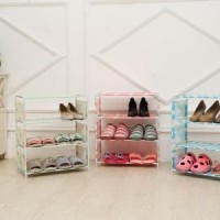 Rak Sepatu Portable 4 Susun Sandal Tempat Buku Book Rack Interior Home