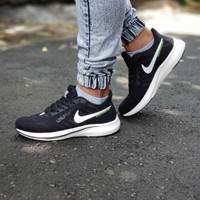 Sepatu Nike Zoom Pegasus / Pria Hitam Putih Casual Running Gym Fitness