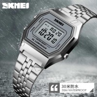 JAM TANGAN PRIA / WANITA / SKMEI 1345 MEN LED DIGITAL STAINLESS STEEL