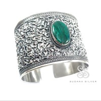 Gelang Bejek Malakit Stone Perak Bakar Silver 925 Bali