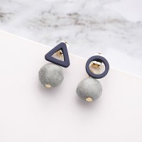 LRC Anting Tusuk Fashion Gray Pom Ball Shape Decorated Earrings F06902