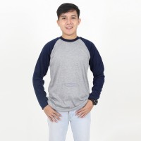 Kaos Raglan Lengan Panjang Polos Murah Unisex Abu tosca