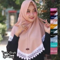 promo asyik Jilbab Serut Renda putih mewah / hijab instan terbaru DS