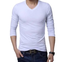 Kaos Polos Pria V neck Lengan panjang