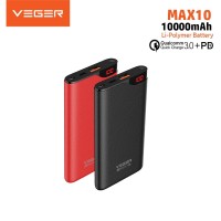Powerbank VEGER ULTIMATE MAX 10 10000mAh Quick Charge QC 3.0 + PD - Hitam