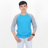Lapakav Kaos Raglan Cowok 3/4 Hijau Tosca Abu