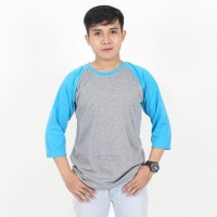 Lapakav Kaos Raglan Cowok 3/4 Abu Navy