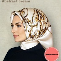 Jilbab Hijab Pashmina Kerudung Silk Satin impor malaysia - Cream Limi