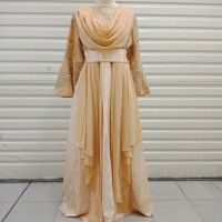 gamis pesta muslim vaniza gold gamis modern original mewah cantik