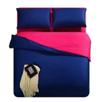 Ellenov Bedcover Polos Biru Tua - Fushia