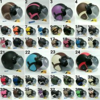 Helm Bogo Retro Kulit Vespa Kaca CC KYT INK centro cakil MDS anak