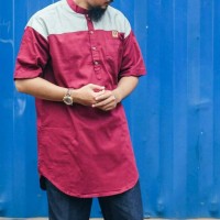 baju gamis pria muslim modern Al amwa - gamis kurta kombinasi rajut