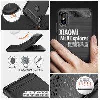 Xiaomi Mi 8 Mi8 Explorer - PREMIUM Carbon Fiber Brushed Soft Case