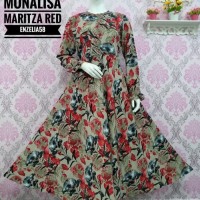 Gamis Wolfis Monalisa Motif Payung Cantik Murah Syari Zeea Merah Biru