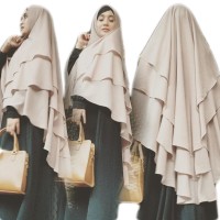 Promo Hijab Syari Kerudung Khimar Ceruti Kinari 3 Layer Grosir Jilbab