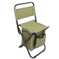 Backrest Fishing Chair PVC Water Resistant Portable Folding With Ice Thermos Bag