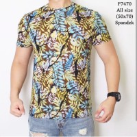 Baju Kaos Batik Pria Motif Padi Lengan Pendek