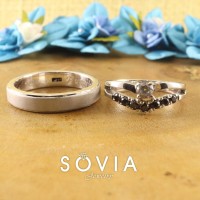 Cincin Kawin Cincin Lamaran Silver Perak Couple 925 Permata Hitam