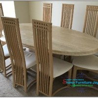 set meja makan set kursi makan minimalis salur meja oval kayi jati
