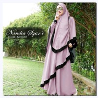 Nandia syari lavender gamis busui set jilbab jumbo bigsize ada video