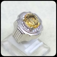 Jual - Cincin Batu Akik Permata Natural Lemon Citrine Quartz Ring