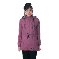jaket wanita parka ungu canvas hoodie casual gunung murah cewe IL