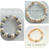 Gelang mutiara air tawar super asli Lombok warna mix