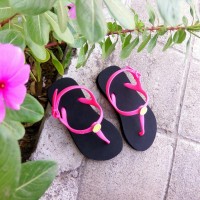 Sandal Popits Anak Slingback Black Fuschia