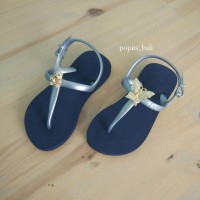 Sandal Popits Anak Slingback Navy Silver